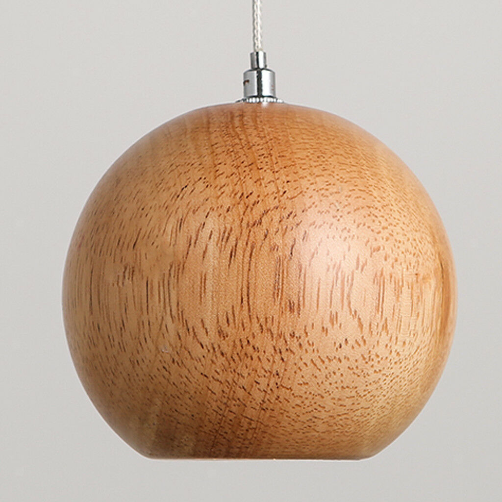 Dia.10cm Wooden Ball-shape Ceiling Pendant Lamps Shop Restaurant DIY Light