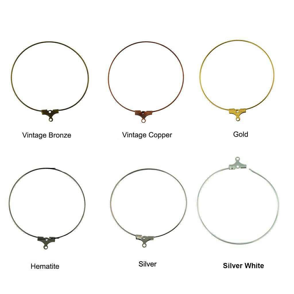 20pcs Women Girls Beading Hoops Loops Round Circle Dangle Ear Wire DIY Accessory