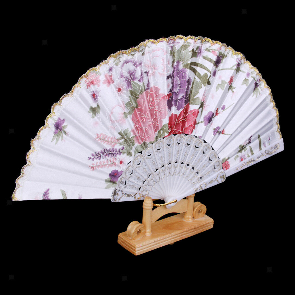 Retro Spanish Floral Fabric Foldable Lace Dancing Wedding Party Hand Fan