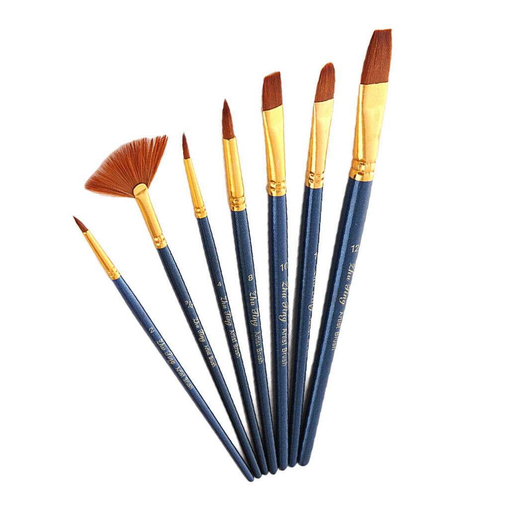 7 Fine Brush Set Artist Brushes Painting Brushes Flat Brushes Oil Painting