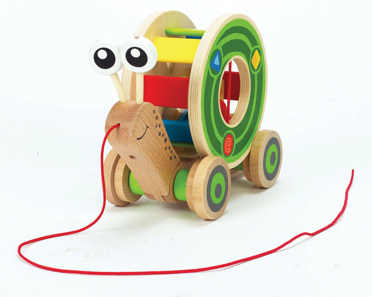 E0349 HAPE Walk-A-Long Snail Colour Wooden [Push & Pull] Baby Toddler Child 12M+