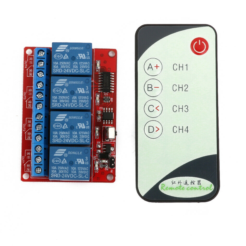 4-Channel 4CH 24V IR Infrared Remote Control Switch Latching Relay Module