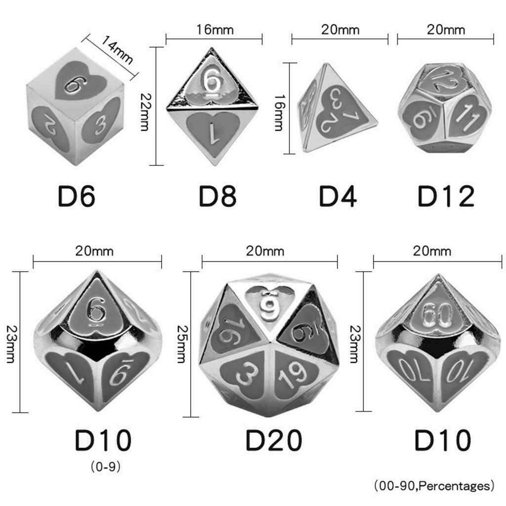 7Pcs Metal Polyhedral Dice for MTG DND RPG Casino Board Game Supplies #1