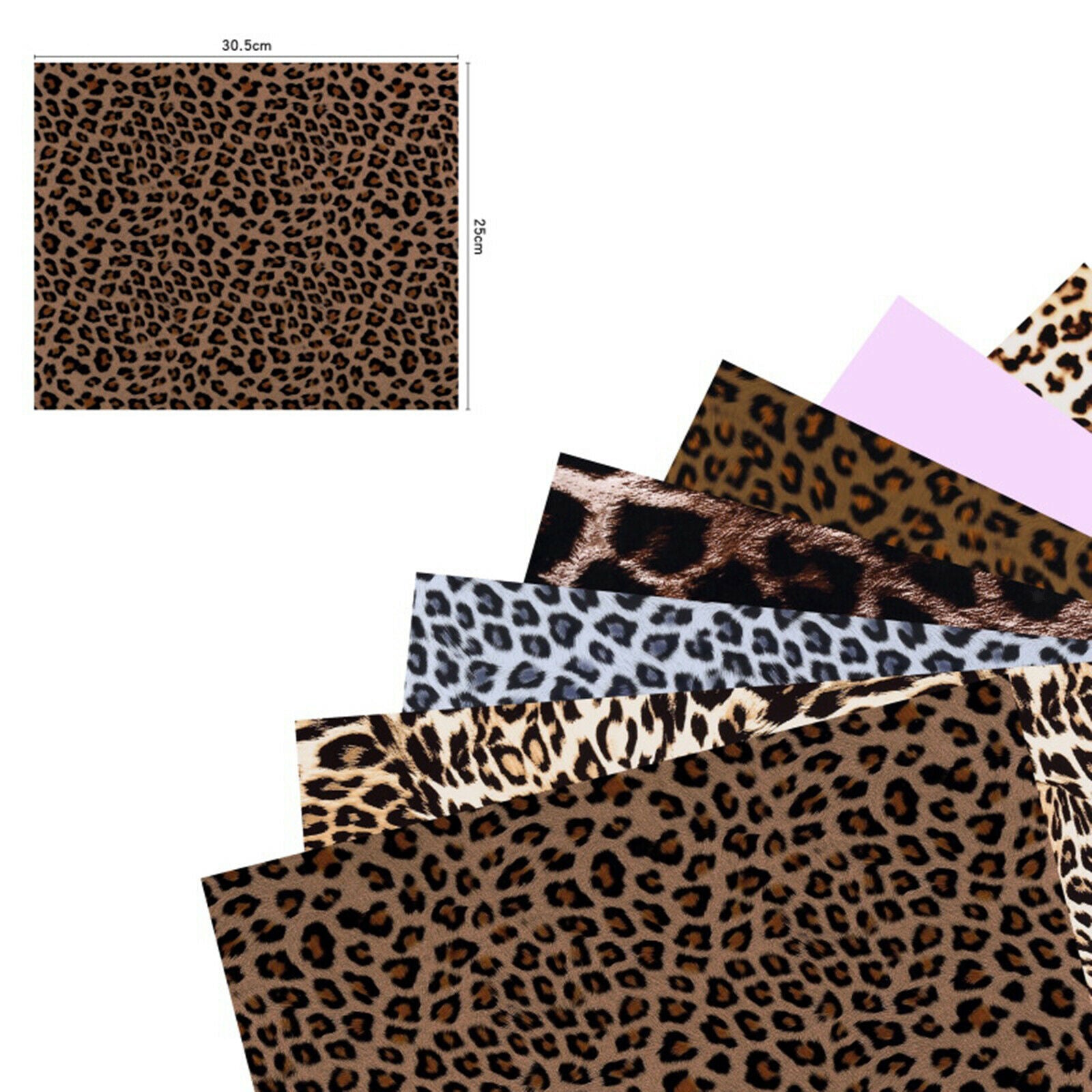 6Pcs Leopard Heat Transfer Vinyl Iron On HTV for DIY T Shirts Clothing Bag