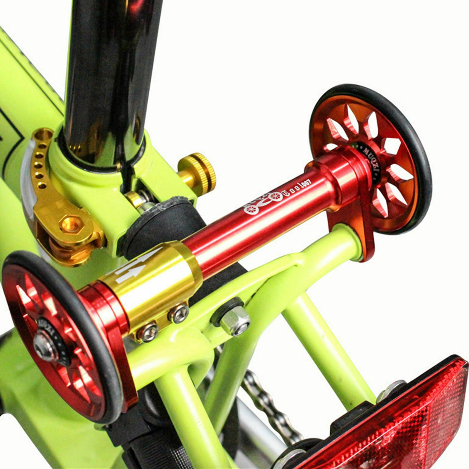 2 Set Folding Bike Easy Wheel Extension Rod Cycling Easywheel Telescopic Bar