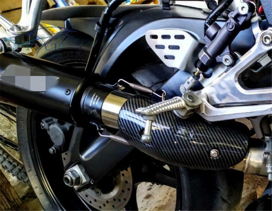 Motorcycle Universal Exhaust Protector Heat Hot Shield Cover Carbon Fiber Look
