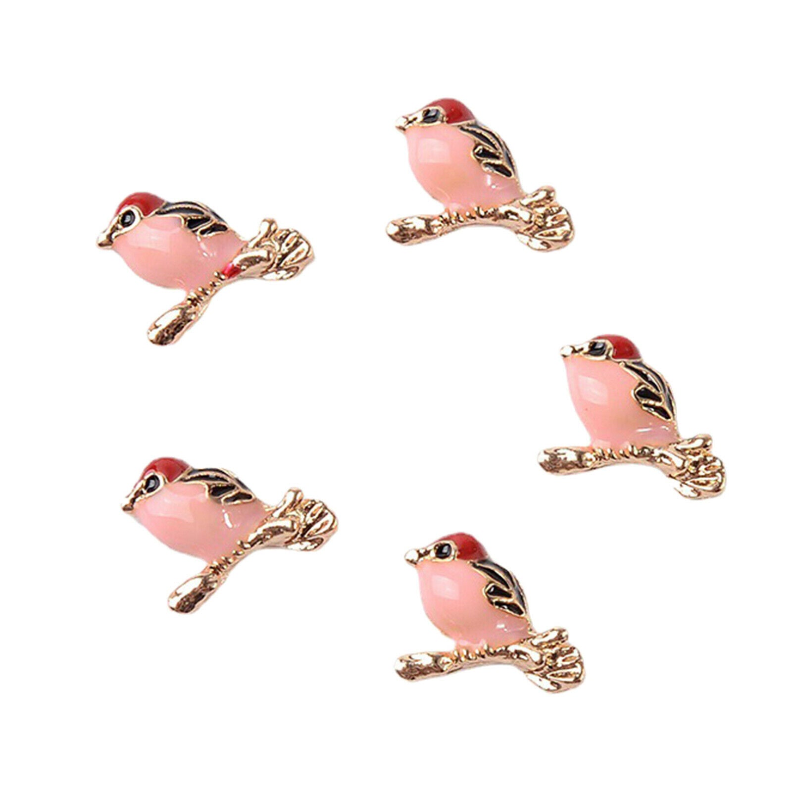 20Pcs Small Alloy Enamel Bird Flatback Beads Embellishments Bulk DIY Decor