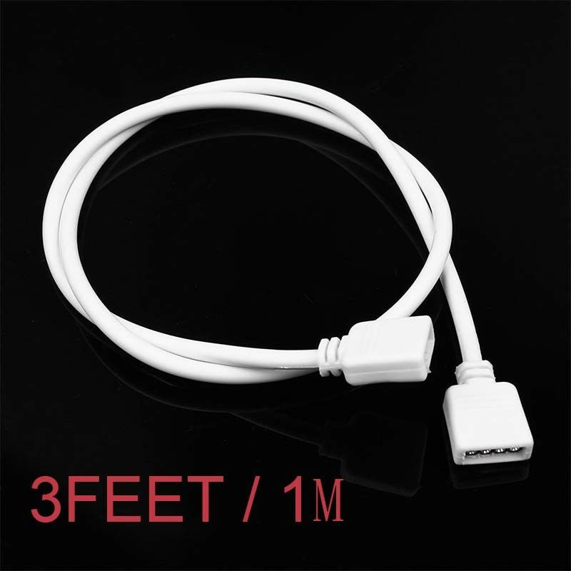 3FT White 1M 4 Pin Extension Connector Cable Wire For RGB 5050 3528 LED Strip /C