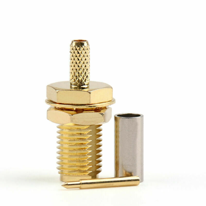 10X Connector RP-SMA Female Jack Bulkhead Crimp RG174 RG316 LMR100 Cable AT2
