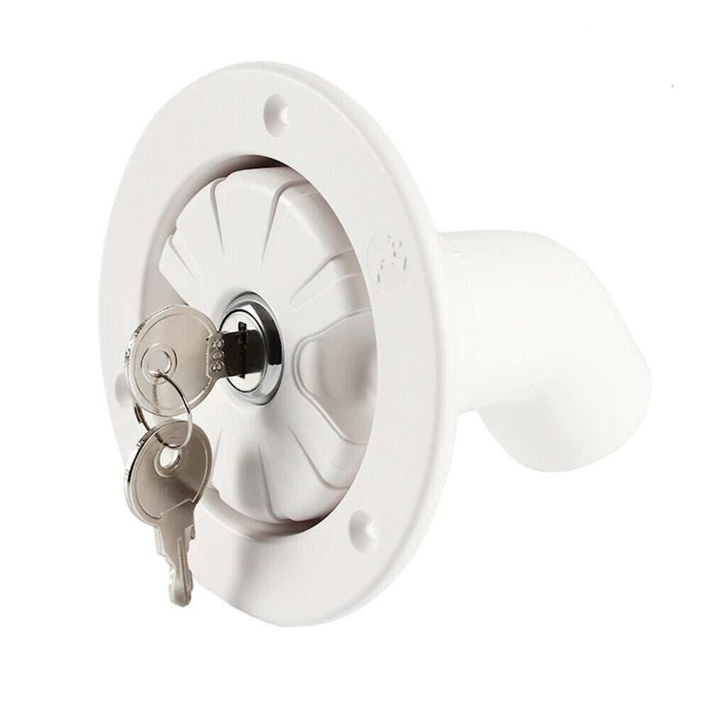 White Plastic Gravity Water Inlet Hatch Lock Locking w/2 keys Leak Proof