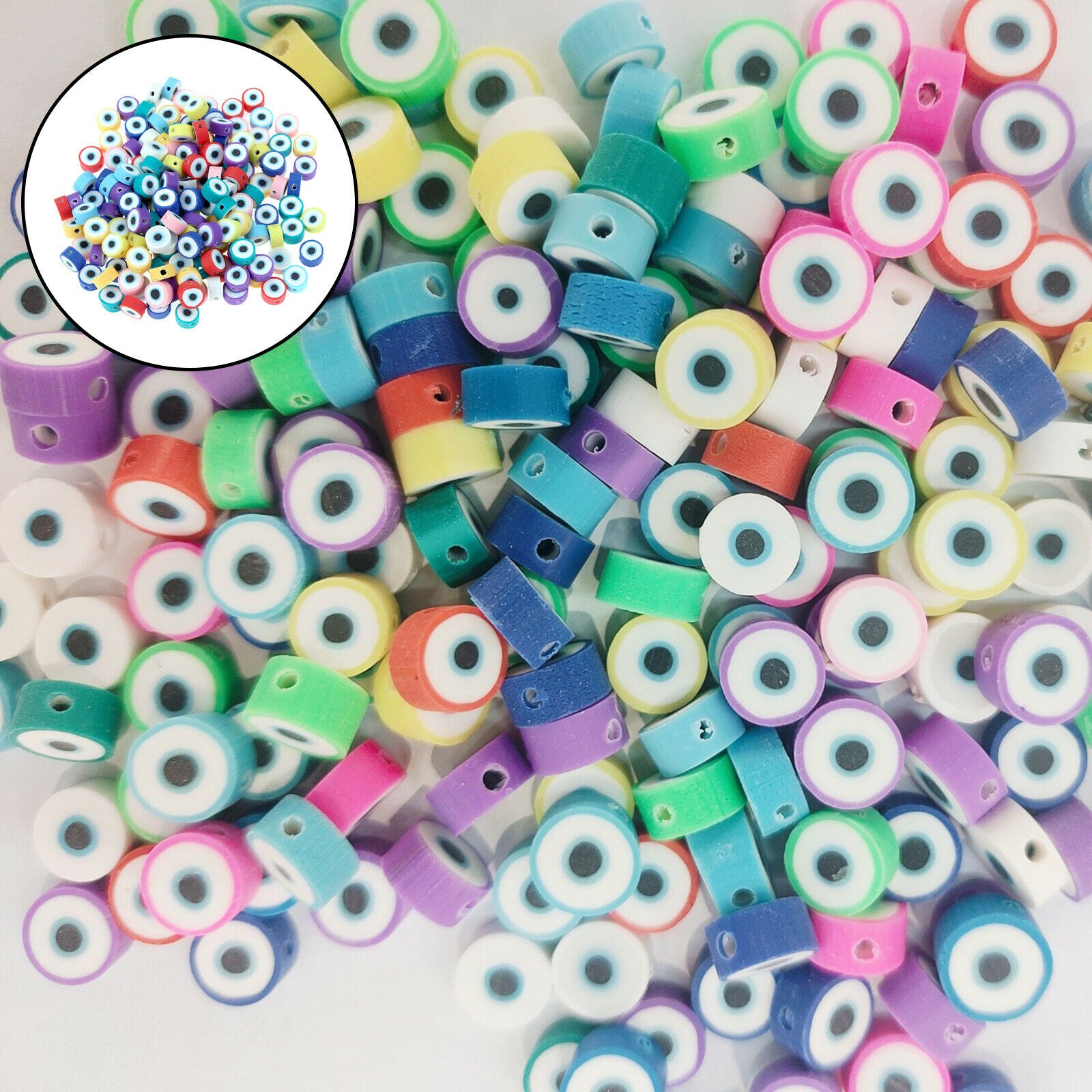 100Pcs Evil Eye Beads for Jewelry Making Bracelet DIY Necklace Ornaments
