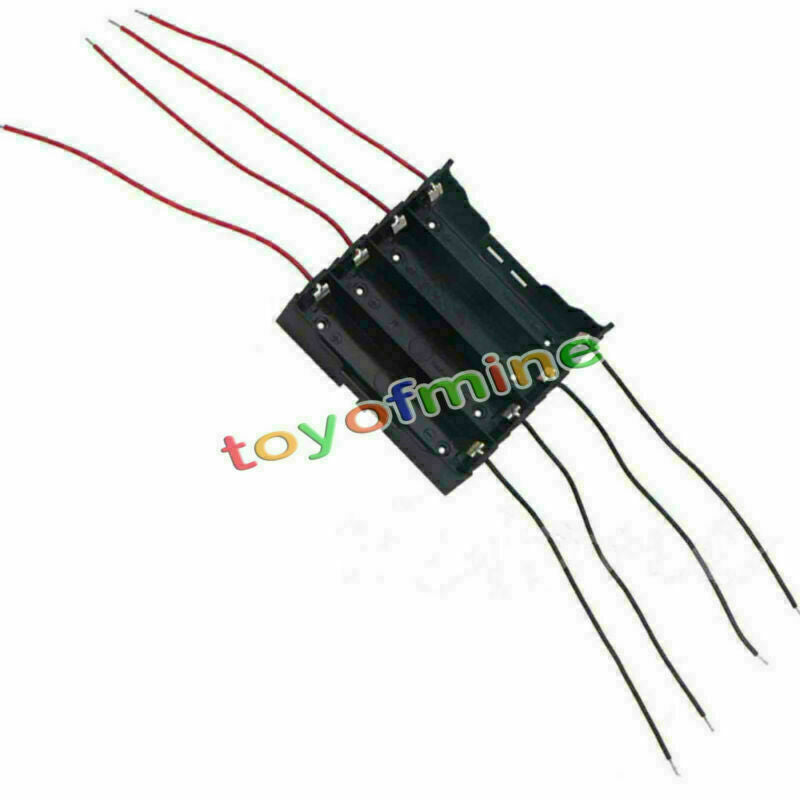Plastic Battery Storage Case Box Holder For 4 x   3.7V With Wire Leads