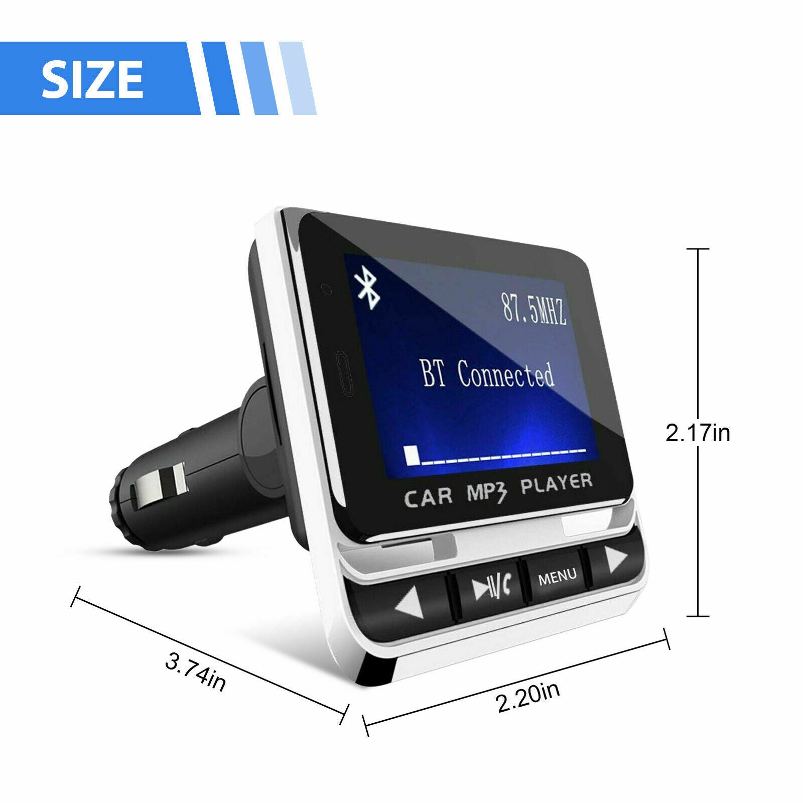 Bluetooth Wireless Car FM Transmitter Aux USB Charger Hands-Free Call 1.4 inch