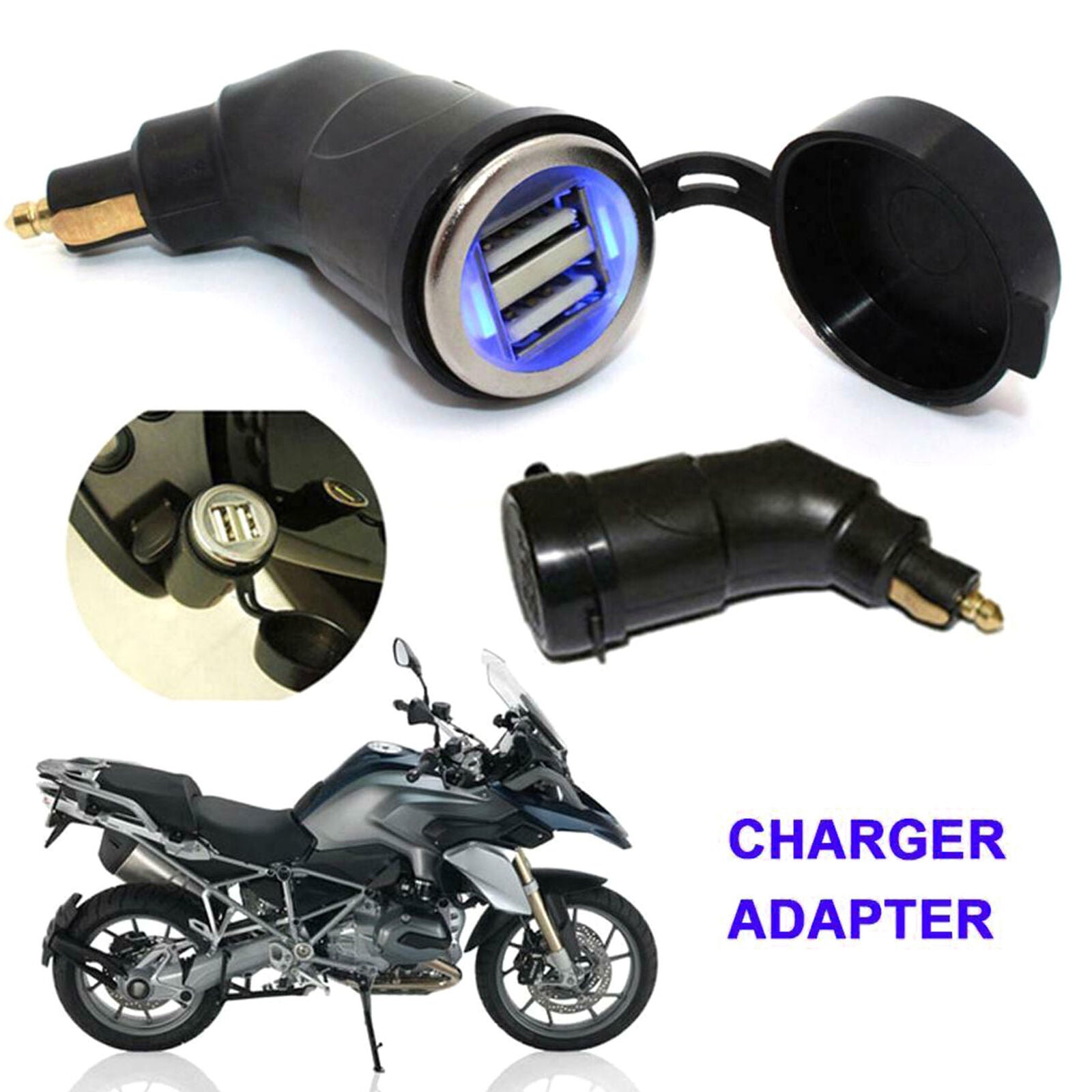 Motorcycle Dual USB Port Charger Adapter DIN Socket For BMW R1200GS R1200RT F800