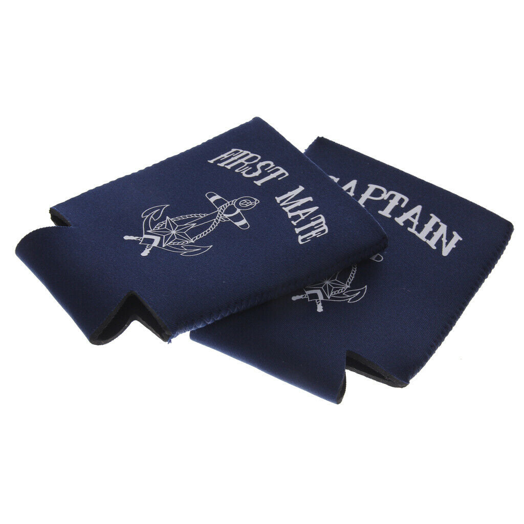2pcs CAPTAIN FIRST MATE Beer Tin Can Cooler Sleeve Holder