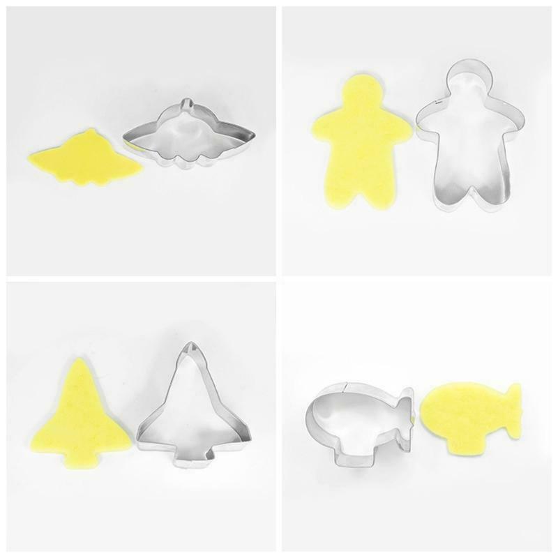 9pcs Space Series Cookie Cutter Stainless Steel Universe Theme Plane DIY Pastry