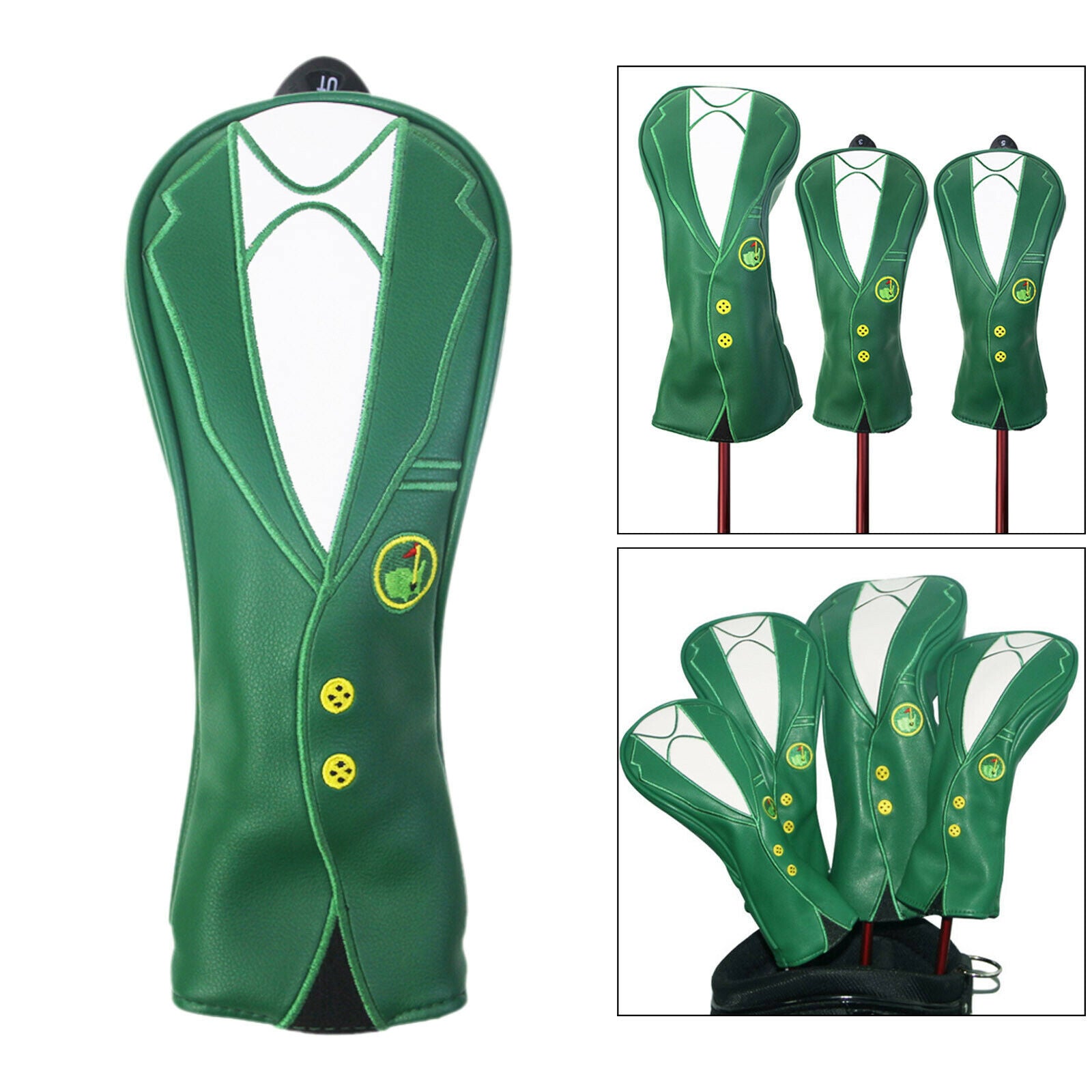 2X Golf Wood Headcover Durable Green Drivers Covers Protector Guard Sleeve UT