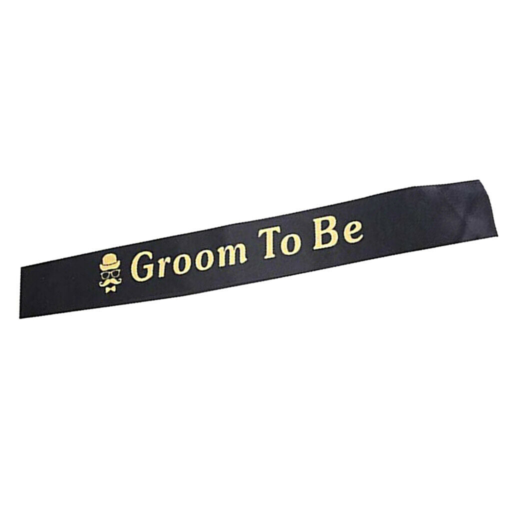 Groom to Be Sash Band Bachelor Engagement Celebration Party Favors Black