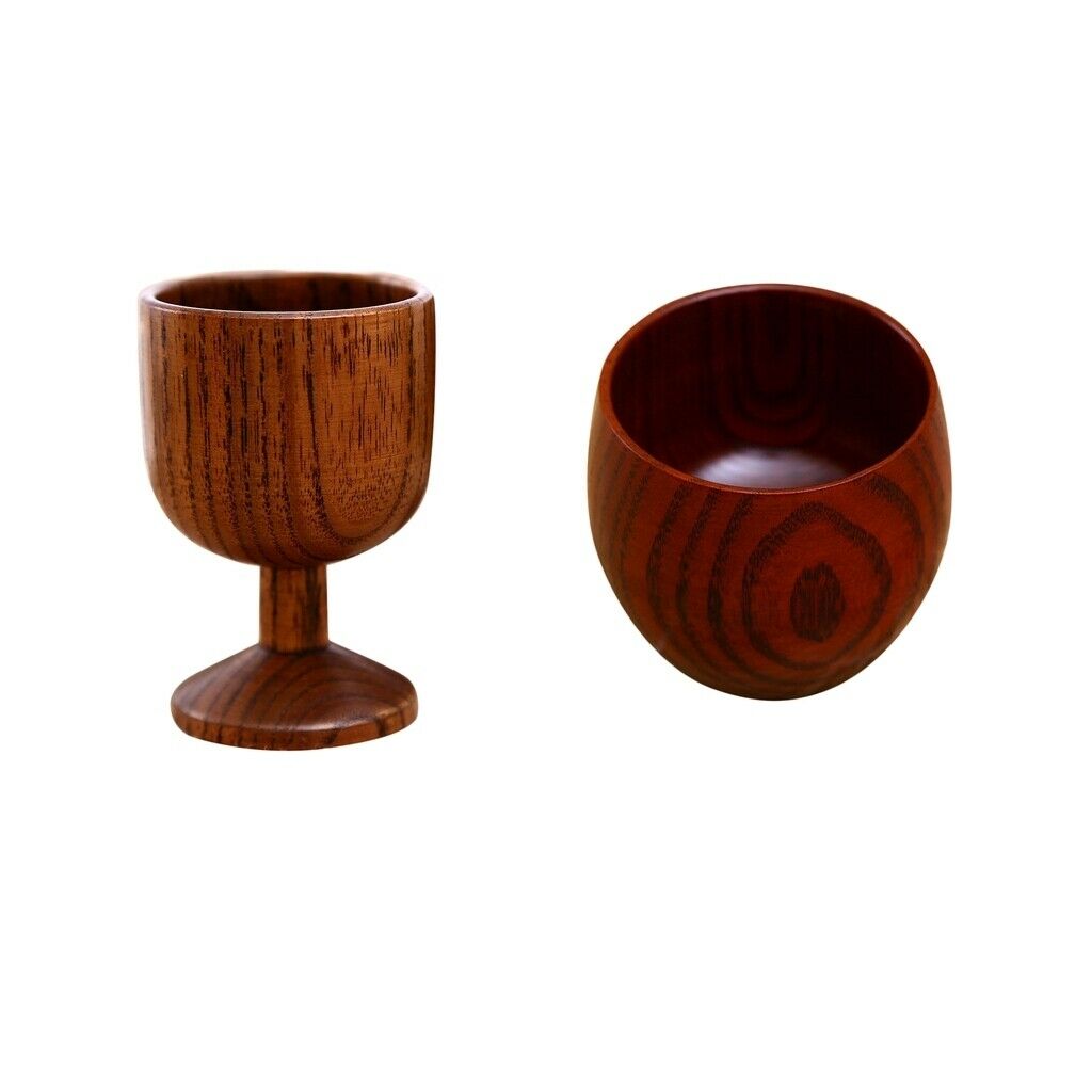 2pcs Wooden Mug Tea Cups Beer Tankard Christmas Party Coffee Mug Brown Set