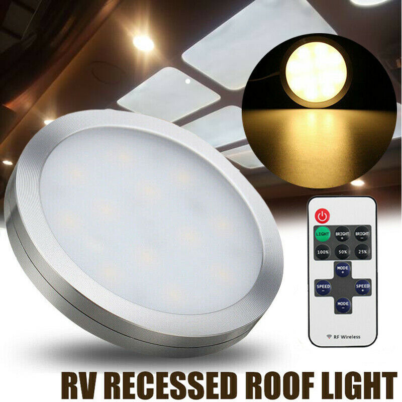 8x Warm White Interior Ceiling Lights 12V 11key remote controller for camper RV