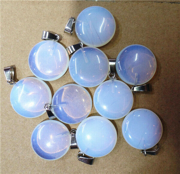 100Pcs 20x6mm Wholesale White Opal Round Pendant Bead DIY Accessories HH8258