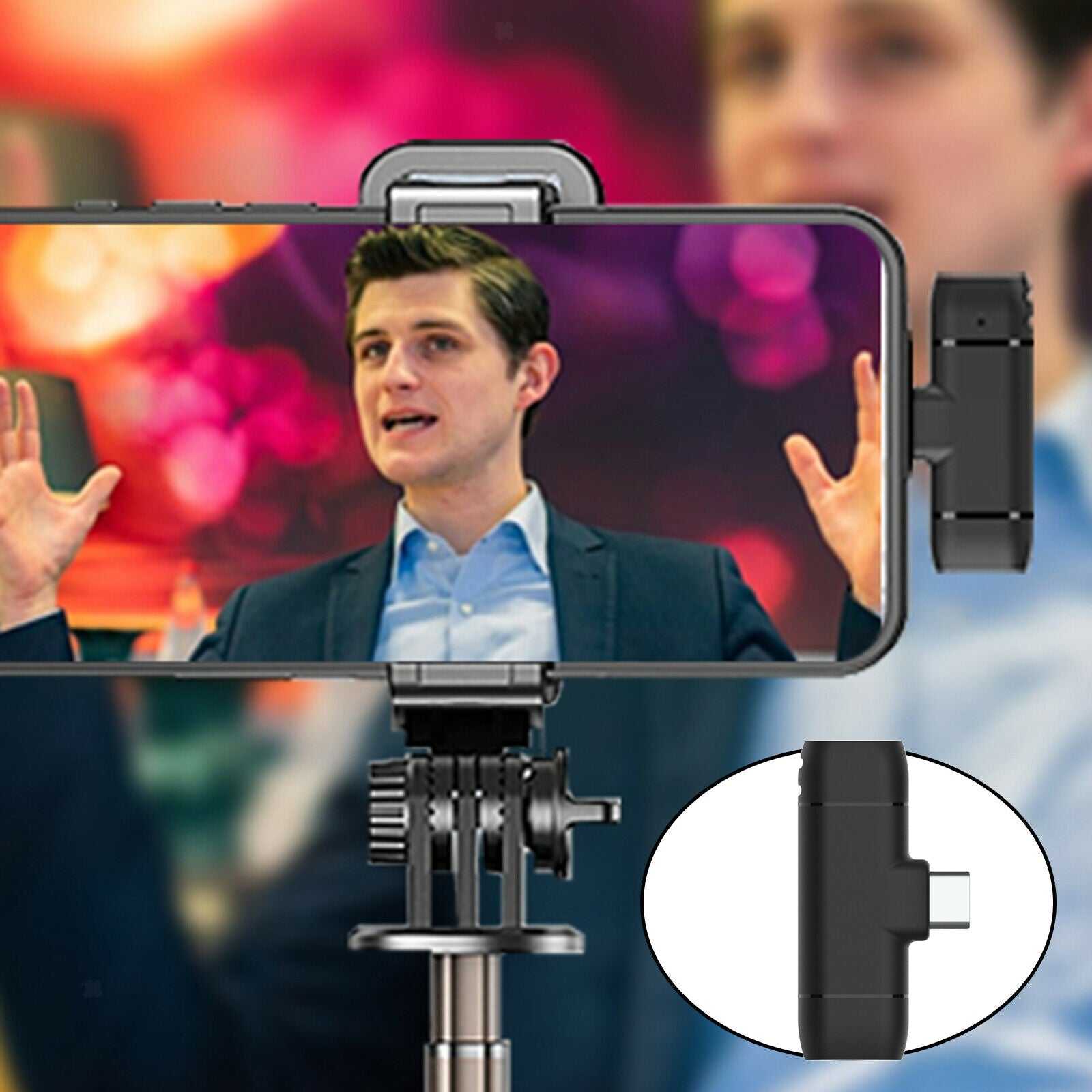 Portable USB Type-C Wireless Lavalier Microphone System Clip on Mic