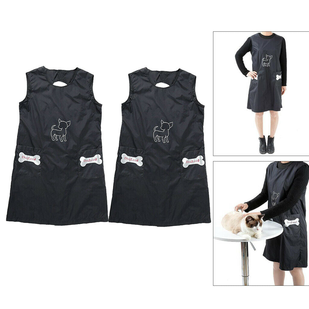 2x Pet Grooming Apron Pet Shop Workwear Smocks for Dog Cat Hairdressing Size_M