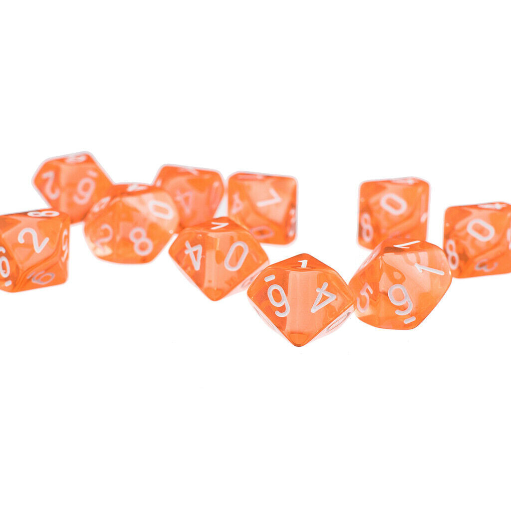 20pcs/set Green + Orange Ten Sided Game Dice Die for DnD D&D RPG Accessories