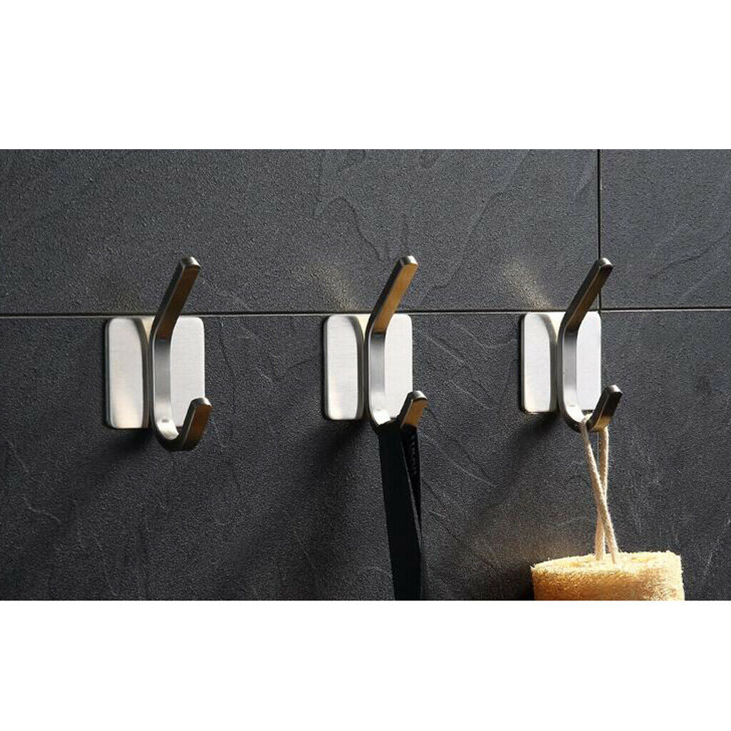 Wall Hook Adhesive Hook Stainless Steel Clothes Hanger for Bathroom Kitchen