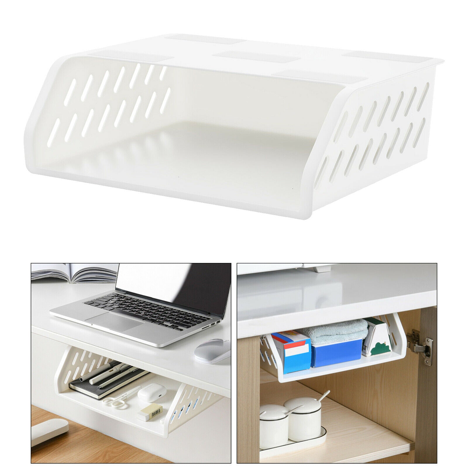 Invisible hidden plastic desk drawer organizer