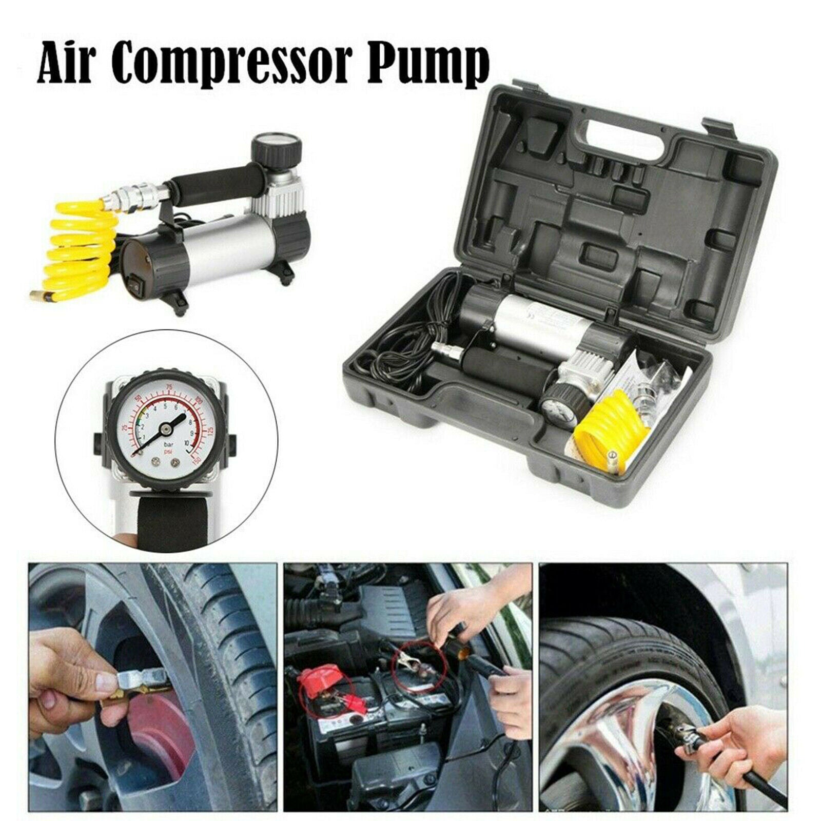 Car Tyre Air Compressor Pump 35L/MIN Motorbike Inflator with Nozzle Adaptor