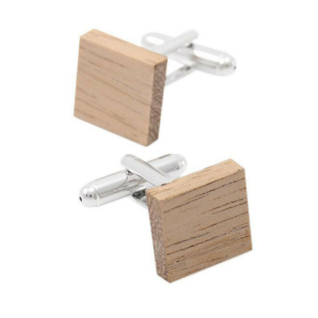 Men's Classic Wooden Square Cufflinks Wedding Party Favor Groom Cuff Link