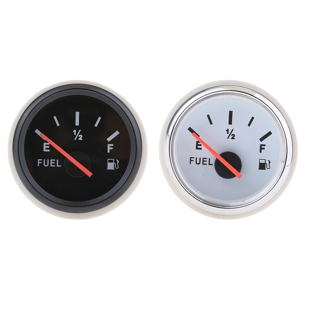 2Pcs 2inch White Boat Car Fuel Oil Level Gauge Meter LED-Display Universal