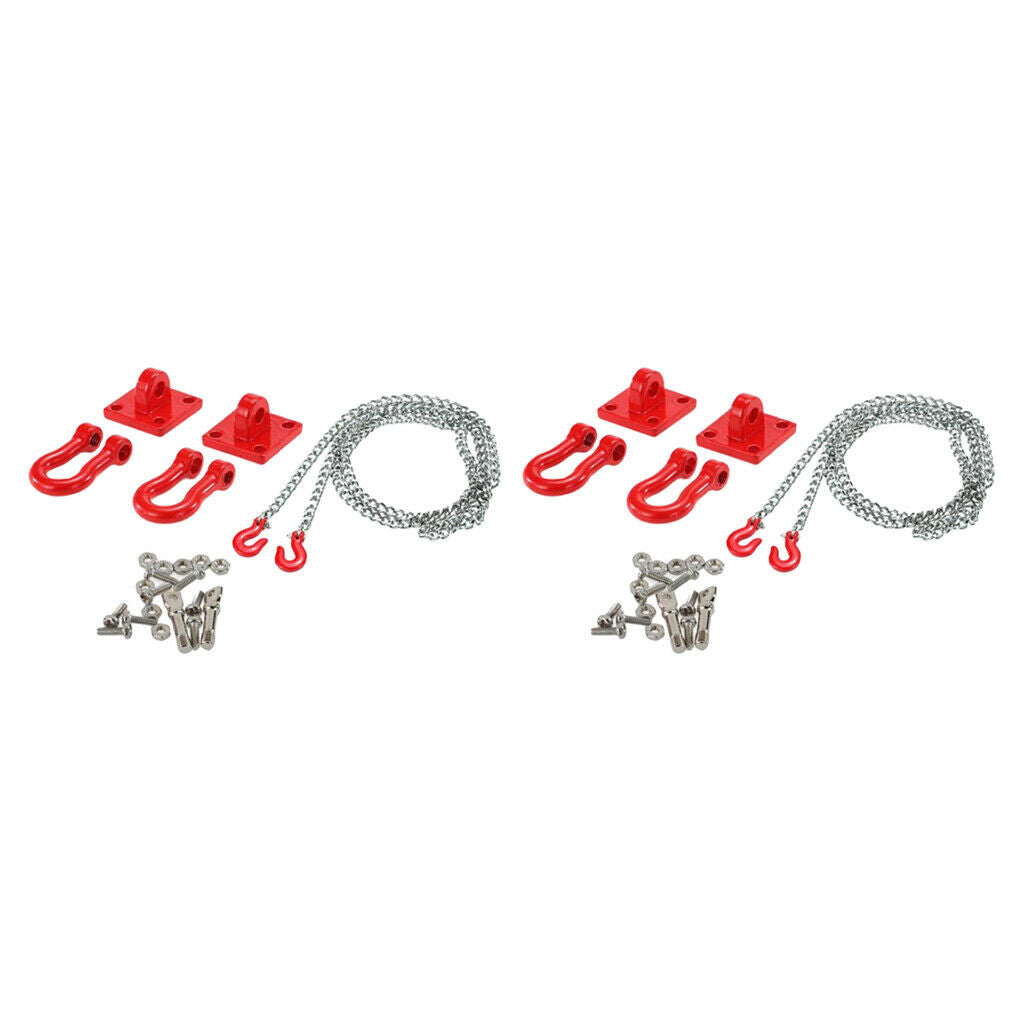 2pack RC Tow Hook & Trailer Chain Kit for SCX10 Yeti Tamiya D90 RC Parts
