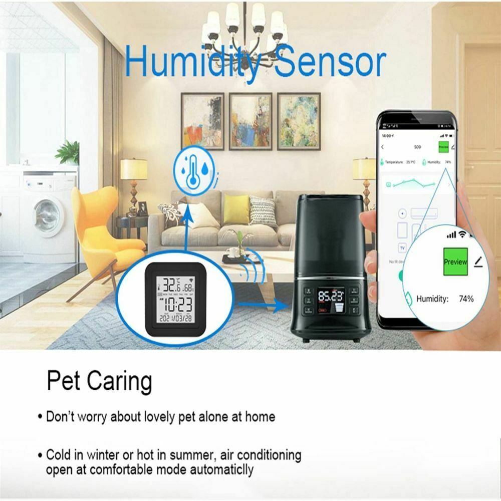 Tuya WiFi Smart Infrared APP Display Remote Control Temperature Humidity Sensor
