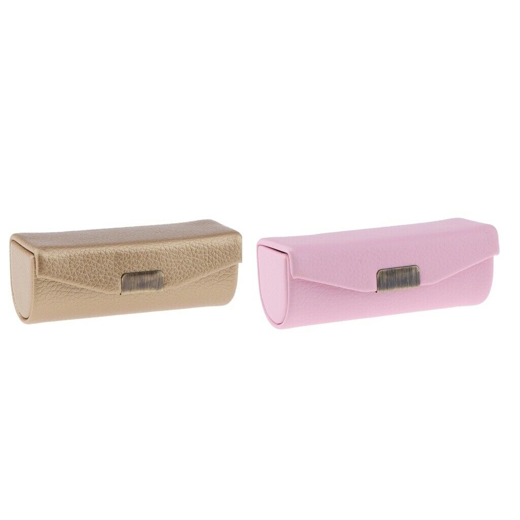 Leather Lipstick Case Holder Storage Box mirror Purse Pocket Pink Golden
