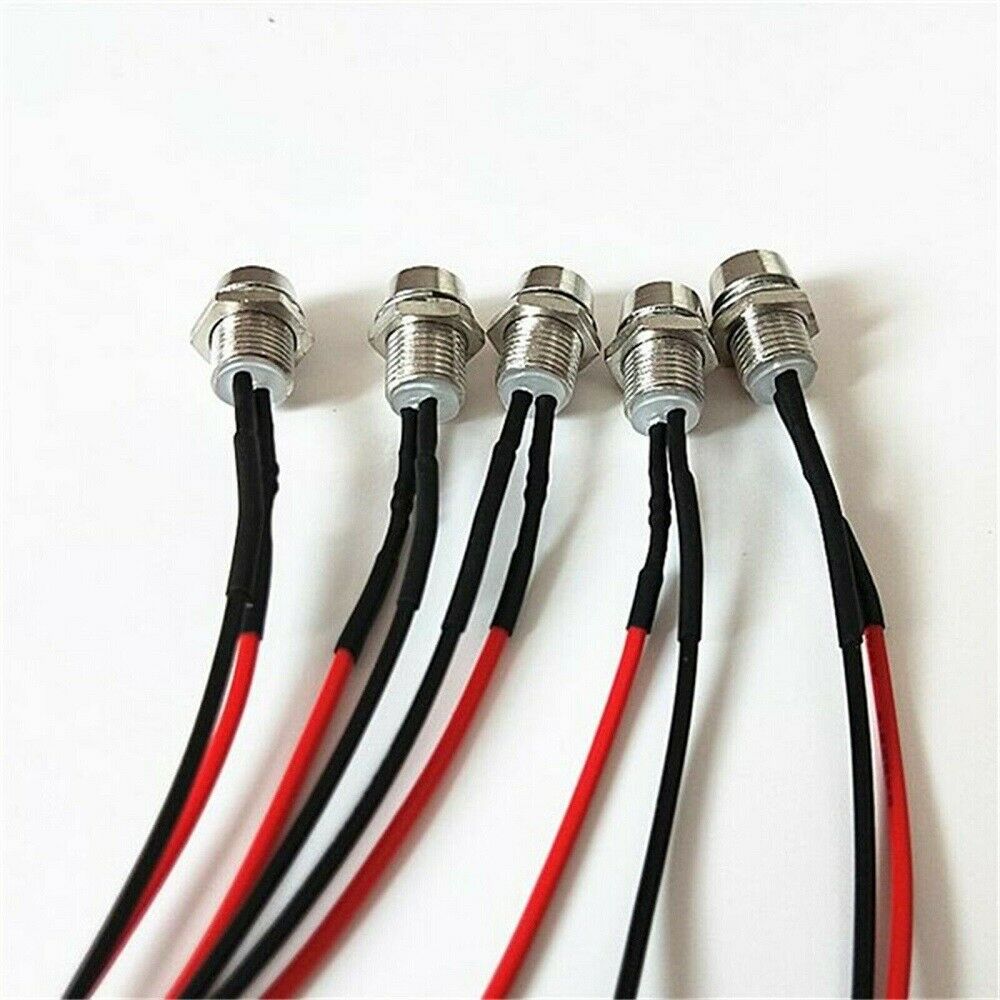 10* Red 8mm 12V LED Indicator Lamp Warn Light Pilot Dash Panel Car Truck Boat US
