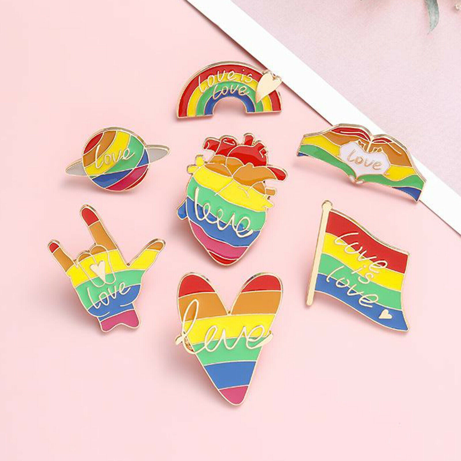 7pcs Novelty Brooch Shawl Shirts Safety Pins Rainbow Type for Women Girls