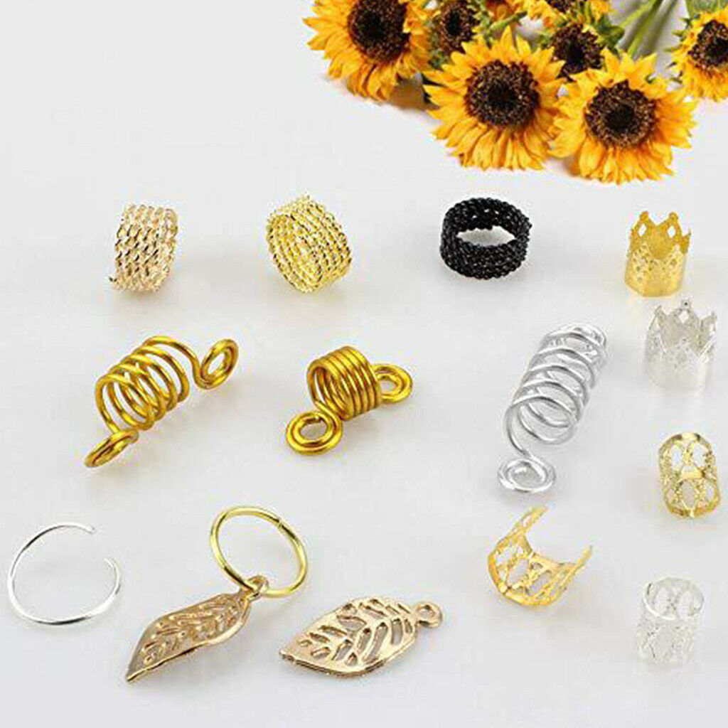 200 Pieces Metal Hair Jewelry Rings Decorations Pendants Hair Coil Dreadlocks