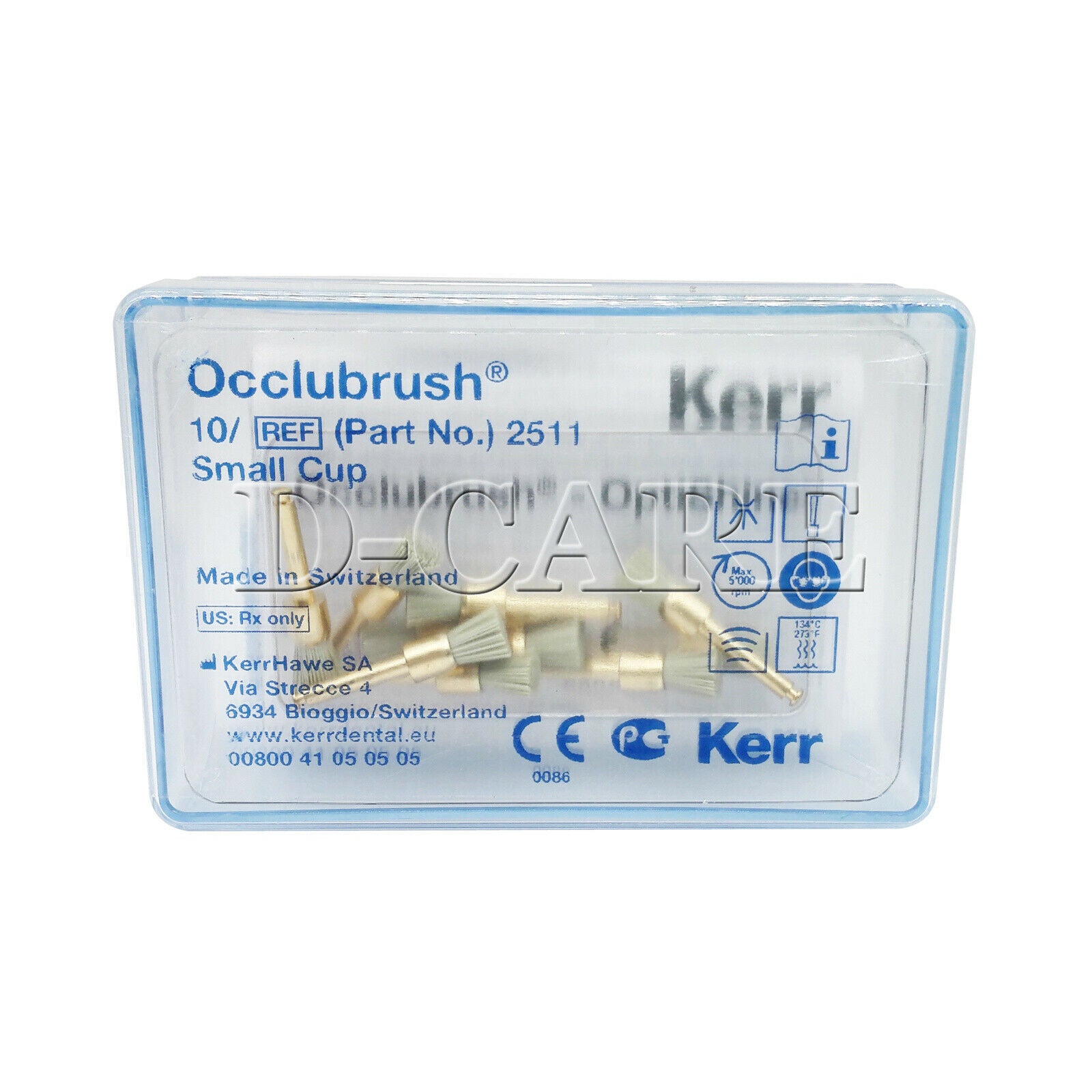 Dental Kerr Finishing Polishing Occlubrush Assorted Kit Small Cups Brushes 10Pcs