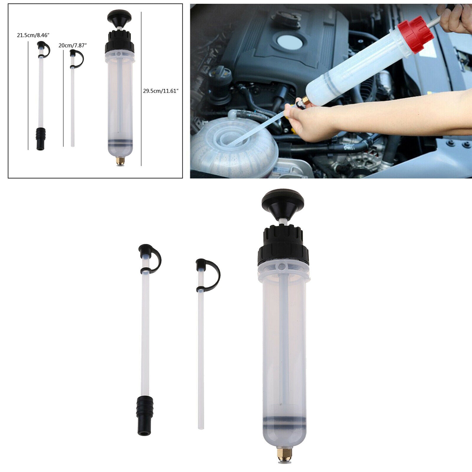 200ML Automotive Oil Fluid Extractor Set Filling Syringe Bottle Manual Pump