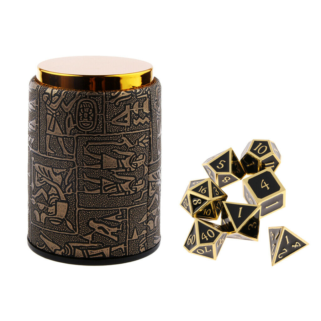 7pcs Multi-Sided D4-D20 Dice Set with Egyptian Dice Cup Shaker TRPG Game