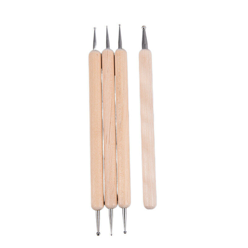 4PCS/set Wood Handle Stainless Steel Modelling Pottery Ceramics Tools For.l8