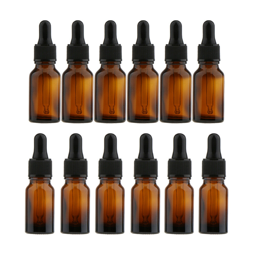 12X Empty Glass Refill Eye Dropper Bottle Essential Oil Perfume Pipette Vial