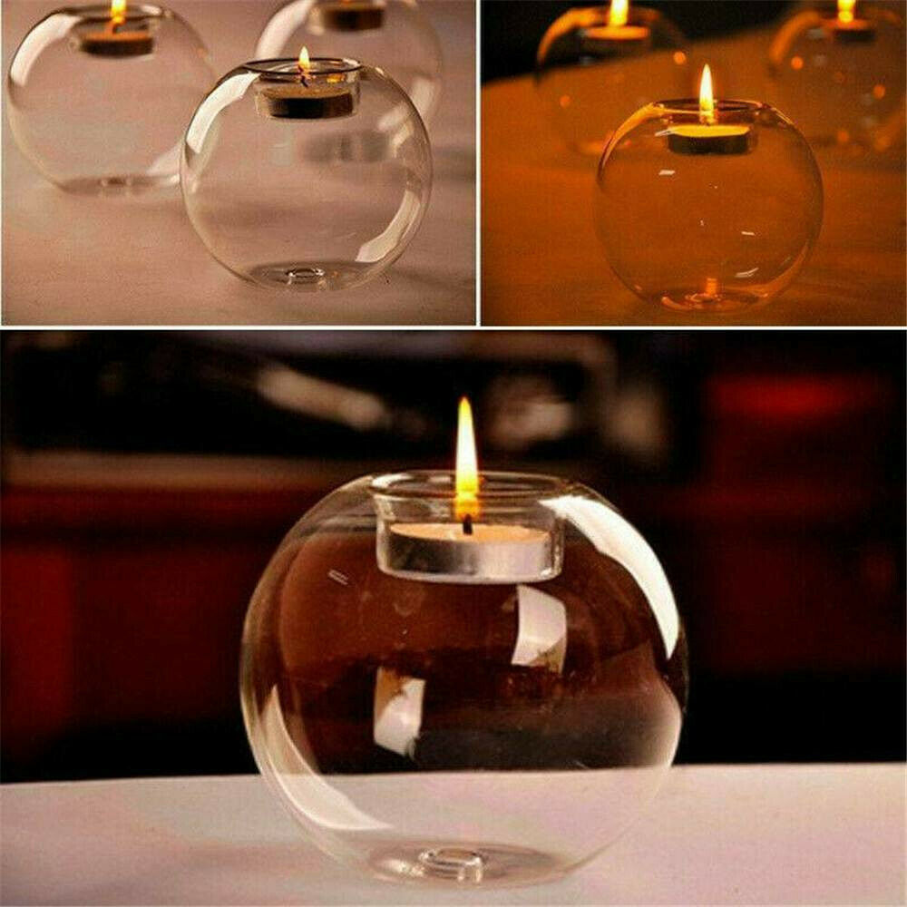 Glass Bauble Candle Holder Ball Shape Tea Light Candlestick Wedding Decor UK