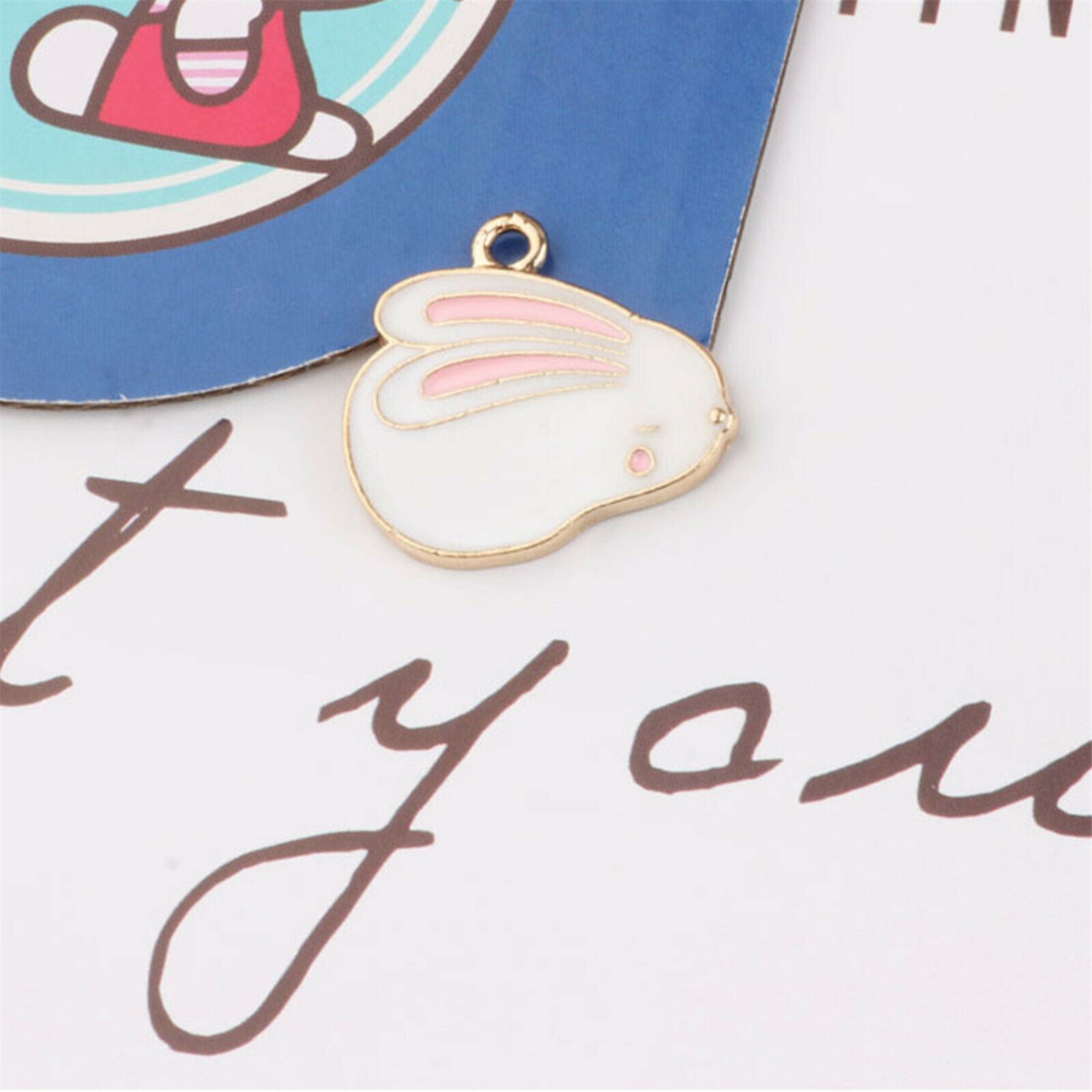Mixed 4 Styles Enamel Cartoon Pet Rabbit Pendant Charms DIY Findings Crafts 8PCS
