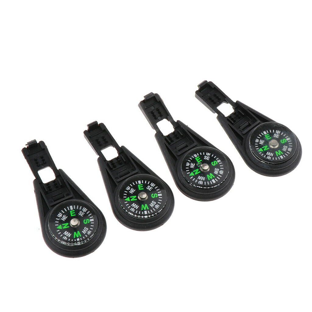 4 Pieces / Pack Zipper Survival Compass Cord Rope End Locks Explorer Buckles