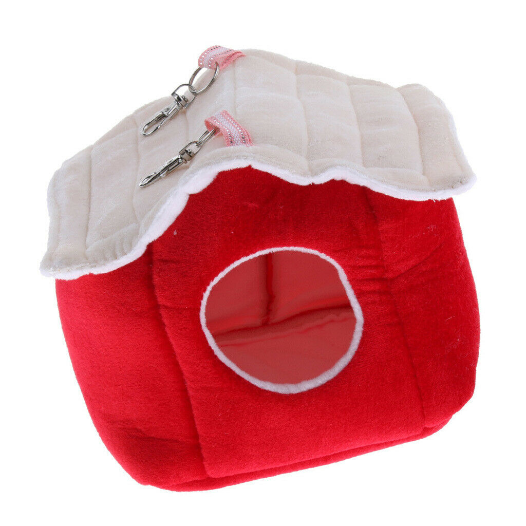 Winter Warm Bird Nest House Parrot Shed Hut Hanging Hammock Finch Cage Red