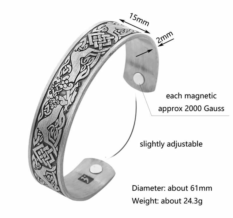 1Pc Viking Fenrir Wolf Norse Myth Animal Celtic Knot Health Magnetic Bracelet