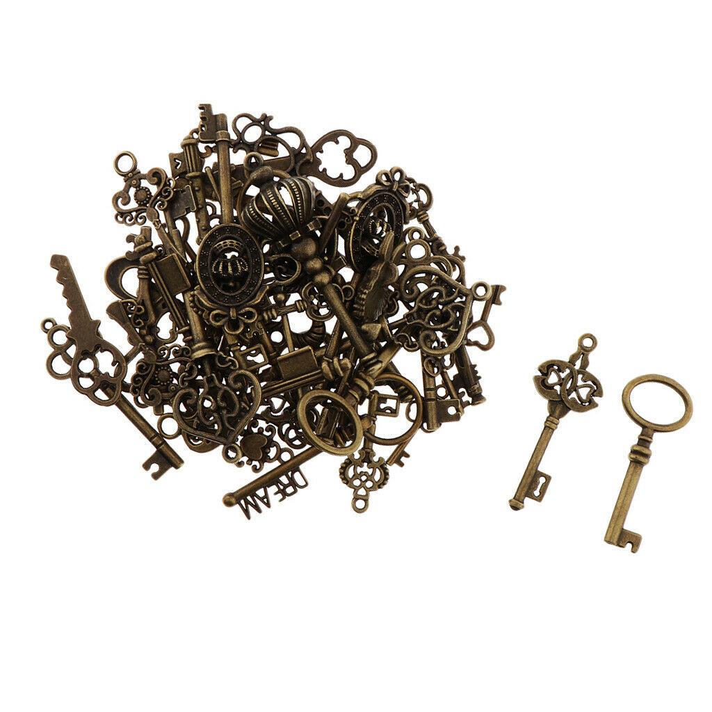 46X Alloy Key Skeleton Beads Bronze Charms Pendants